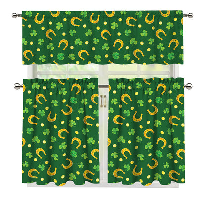 Irish Saint Patrick's Day Pattern Print 3 Piece Kitchen Curtains