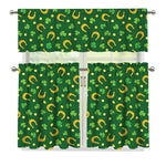 Irish Saint Patrick's Day Pattern Print 3 Piece Kitchen Curtains