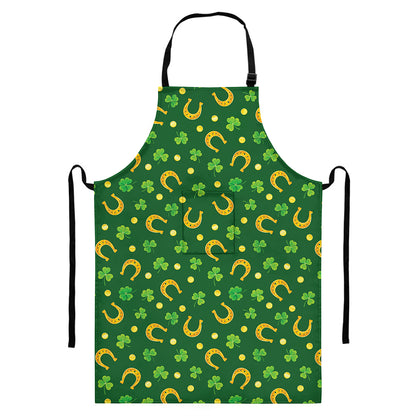 Irish Saint Patrick's Day Pattern Print Bib Apron With Pocket