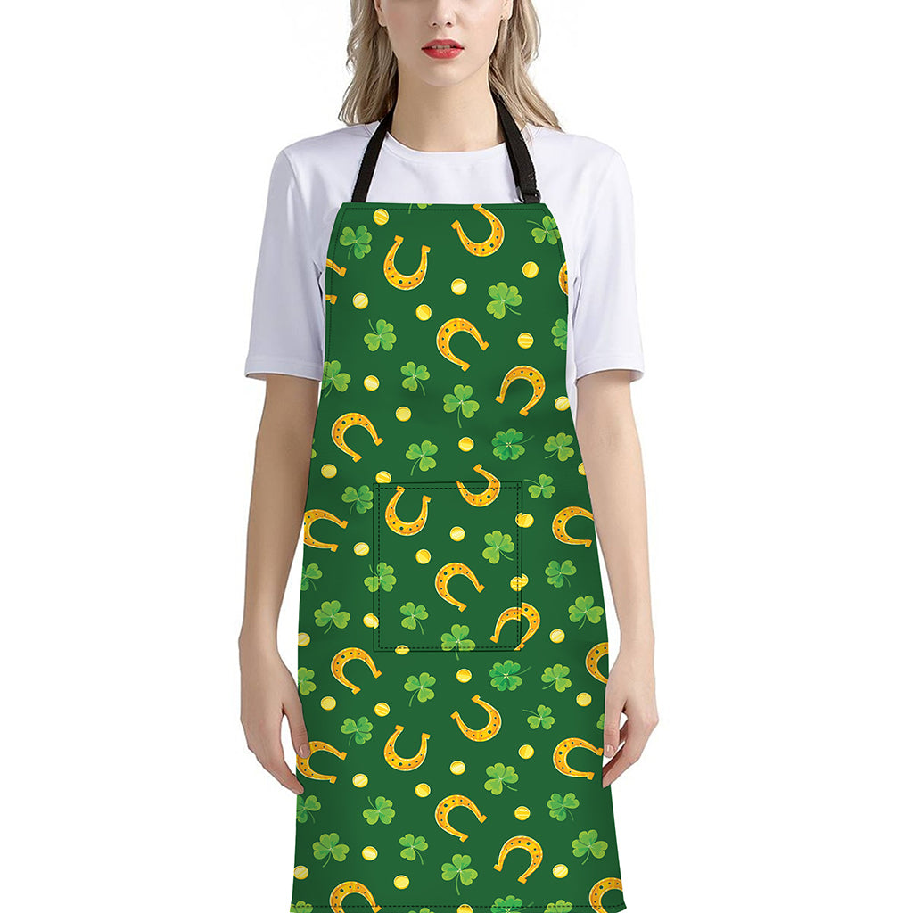 Irish Saint Patrick's Day Pattern Print Bib Apron With Pocket