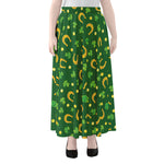 Irish Saint Patrick's Day Pattern Print Chiffon Maxi Skirt