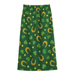 Irish Saint Patrick's Day Pattern Print Cotton Front Slit Maxi Skirt