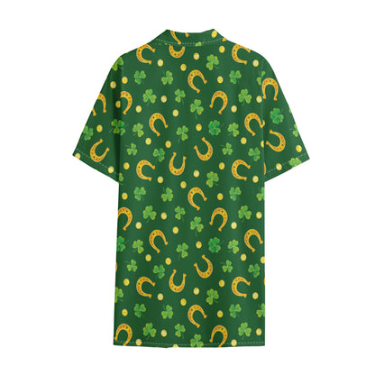 Irish Saint Patrick's Day Pattern Print Cotton Hawaiian Shirt