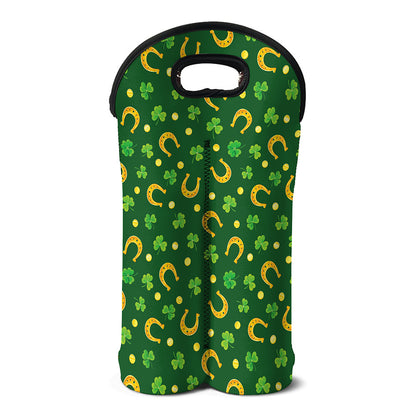 Irish Saint Patrick's Day Pattern Print Double Neoprene Wine Tote