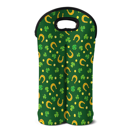 Irish Saint Patrick's Day Pattern Print Double Neoprene Wine Tote