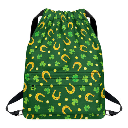 Irish Saint Patrick's Day Pattern Print Drawstring Backpack