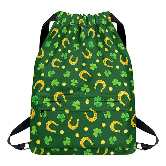 Irish Saint Patrick's Day Pattern Print Drawstring Backpack