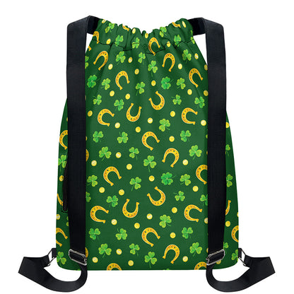 Irish Saint Patrick's Day Pattern Print Drawstring Backpack