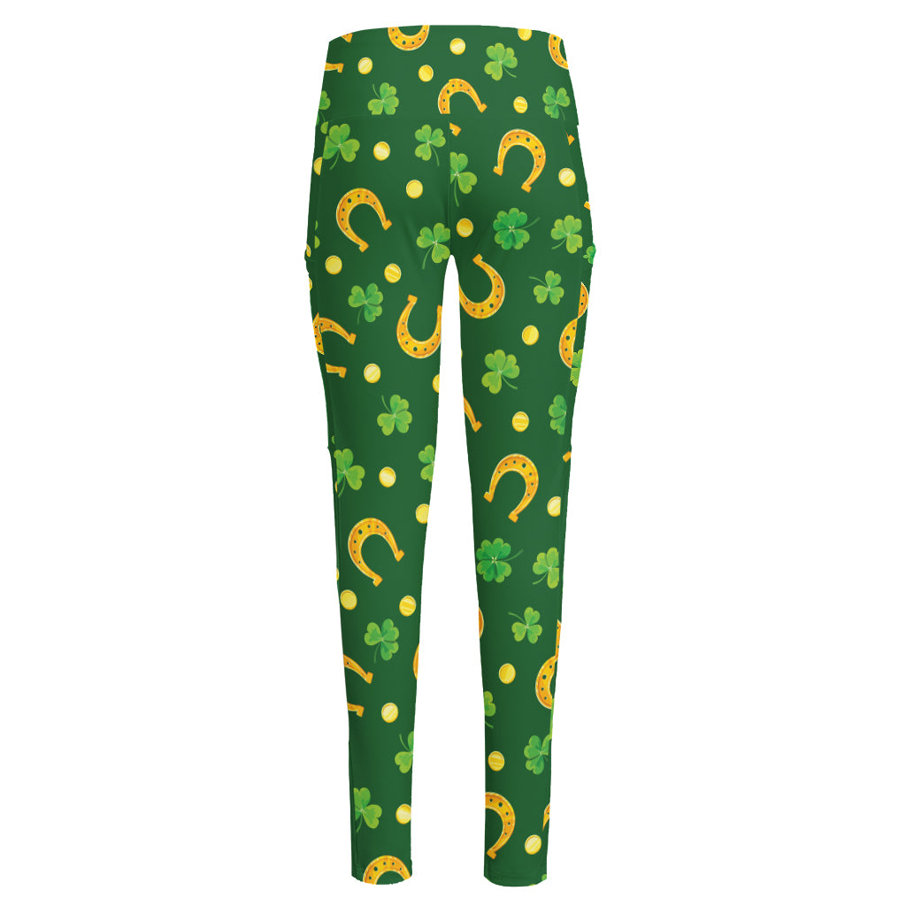 Irish Saint Patrick's Day Pattern Print High-Waisted Pocket Leggings