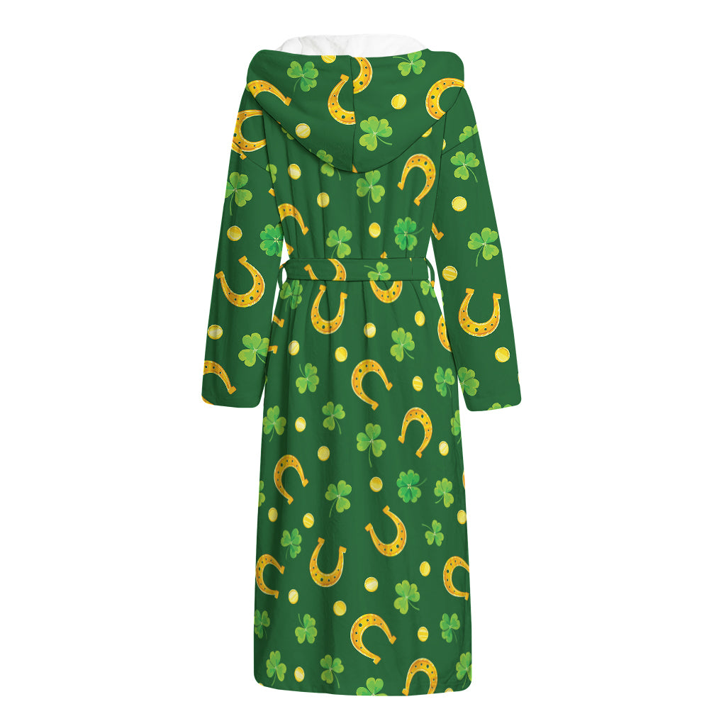 Irish Saint Patrick's Day Pattern Print Hooded Bathrobe