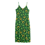 Irish Saint Patrick's Day Pattern Print Jersey Midi Cami Dress