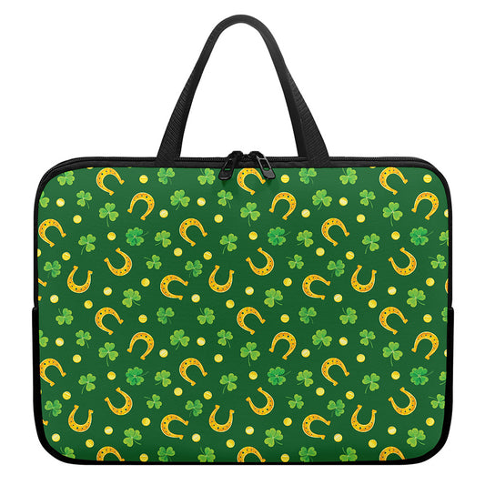 Irish Saint Patrick's Day Pattern Print Laptop Sleeve With Handle