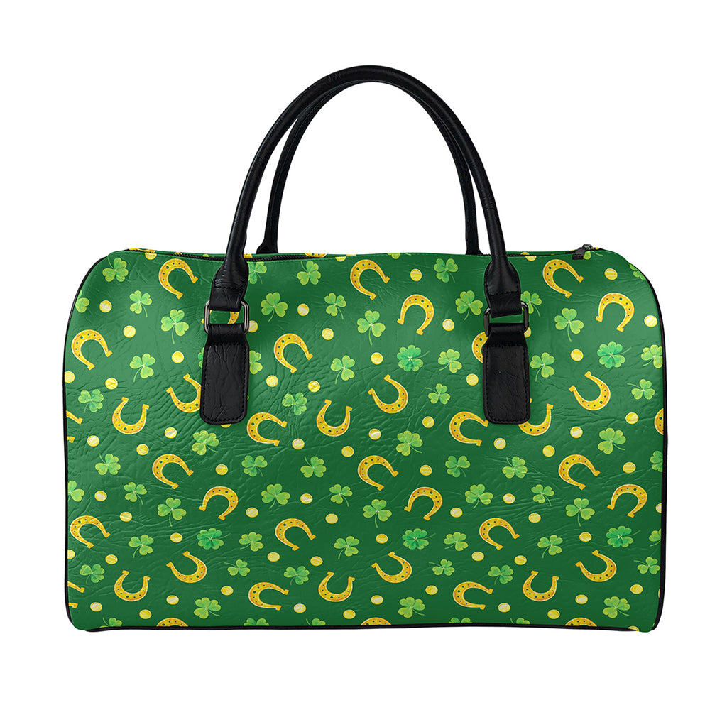 Irish Saint Patrick's Day Pattern Print Leather Duffle Bag