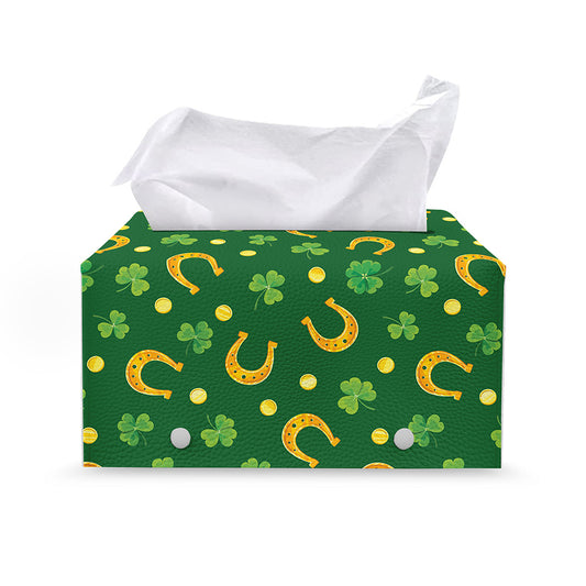 Irish Saint Patrick's Day Pattern Print Leather Tissue Box Cover
