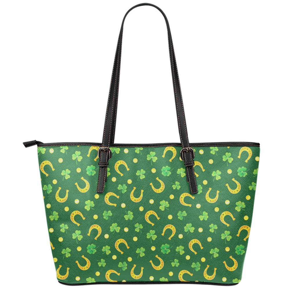 Irish Saint Patrick's Day Pattern Print Leather Tote Bag