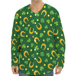 Irish Saint Patrick's Day Pattern Print Long Sleeve Baseball Jersey