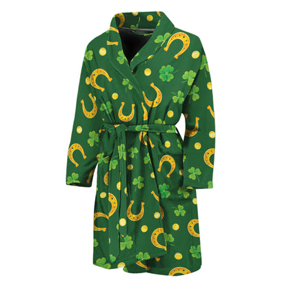 Irish Saint Patrick's Day Pattern Print Men's Bathrobe