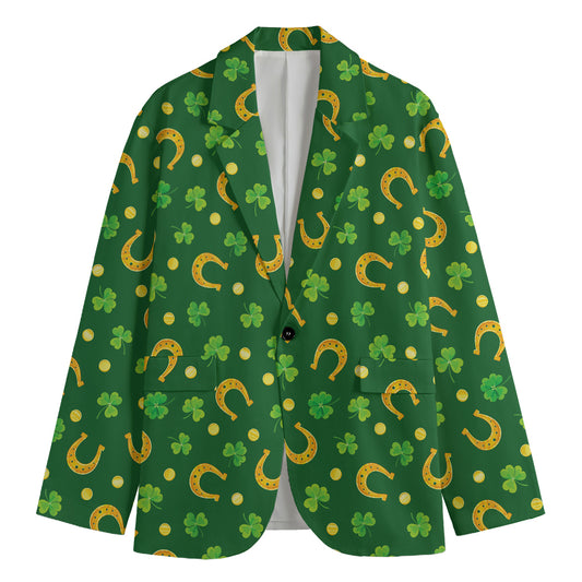 Irish Saint Patrick's Day Pattern Print Men's Cotton Blazer