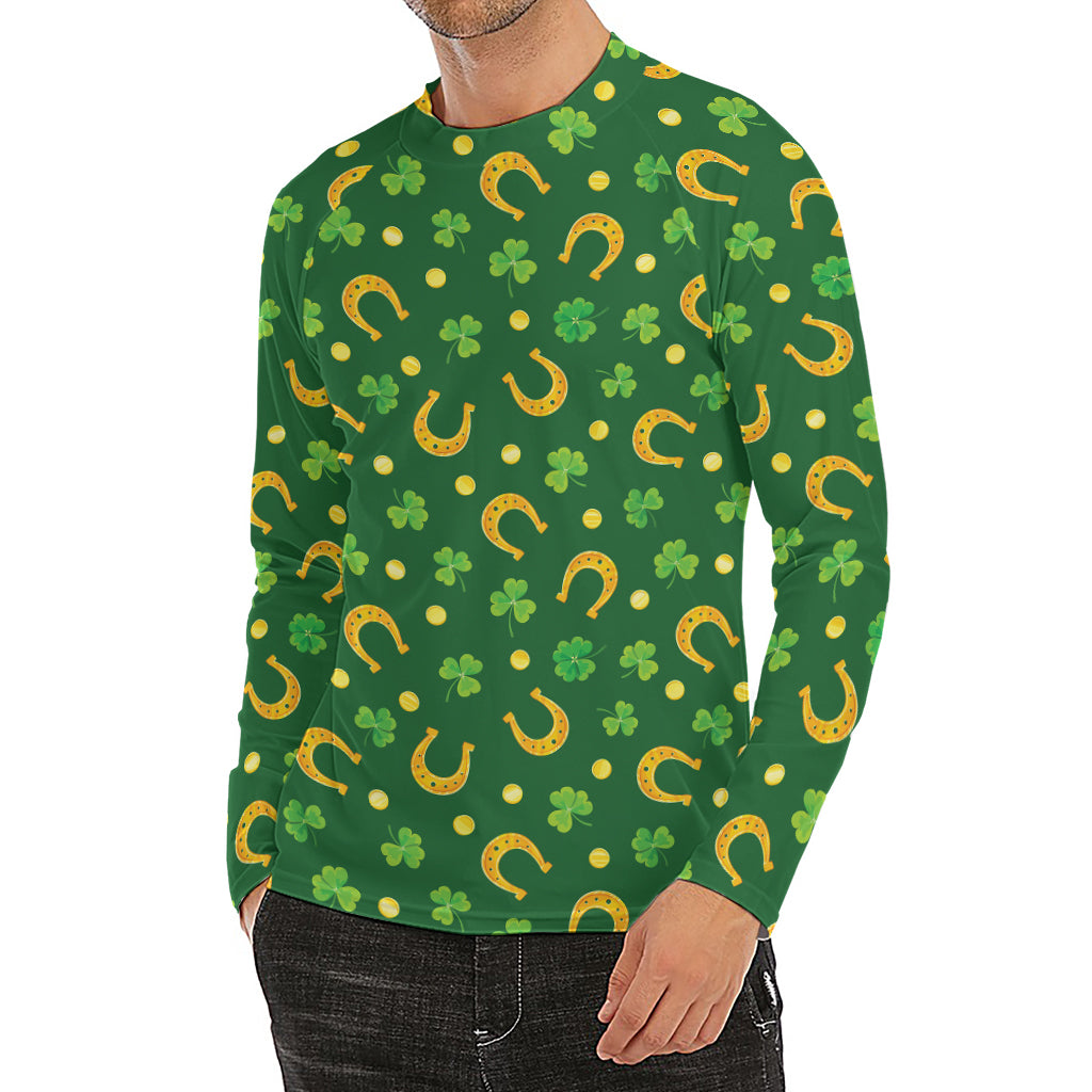 Irish Saint Patrick's Day Pattern Print Men's Long Sleeve Rash Guard