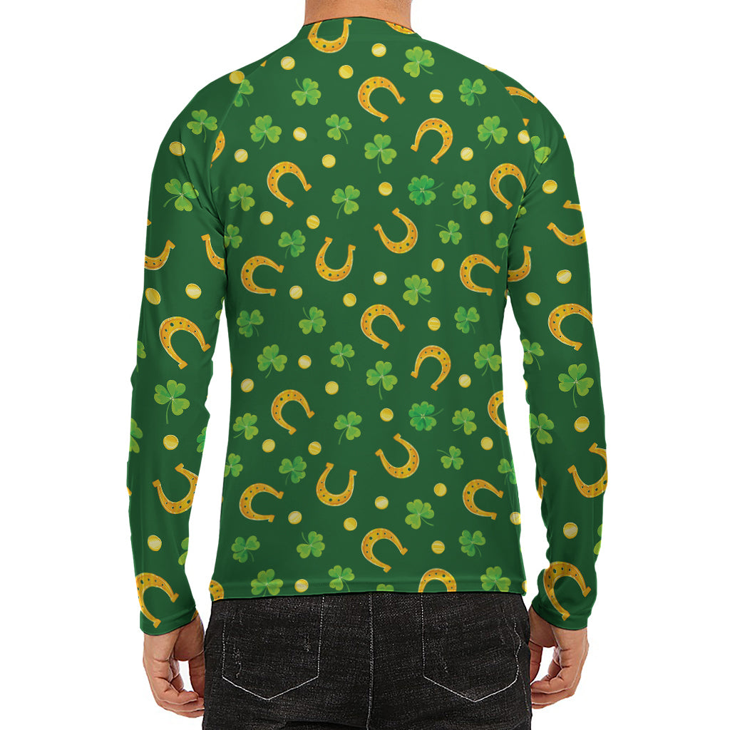 Irish Saint Patrick's Day Pattern Print Men's Long Sleeve Rash Guard
