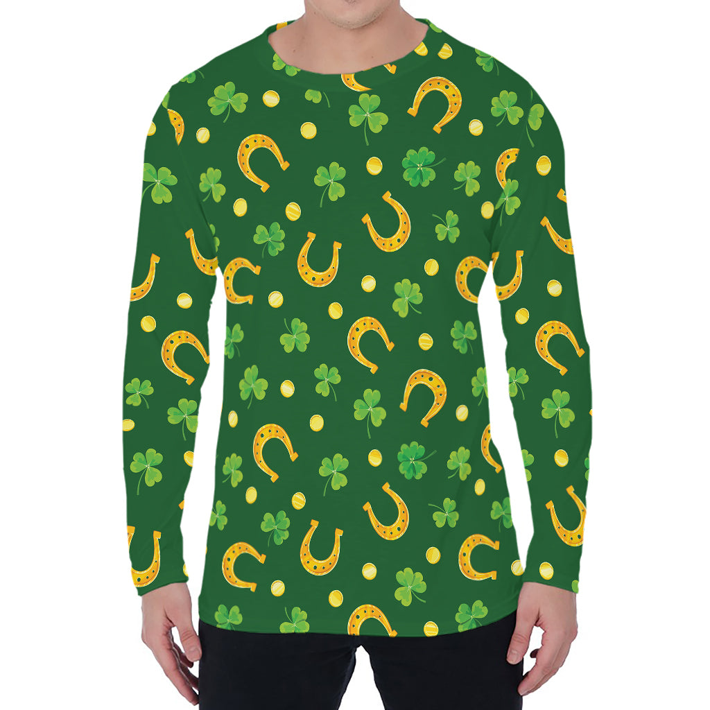 Irish Saint Patrick's Day Pattern Print Men's Long Sleeve T-Shirt