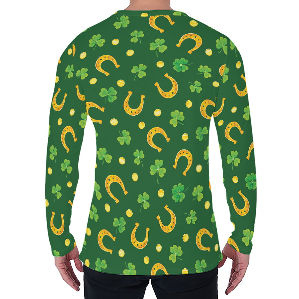 Irish Saint Patrick's Day Pattern Print Men's Long Sleeve T-Shirt