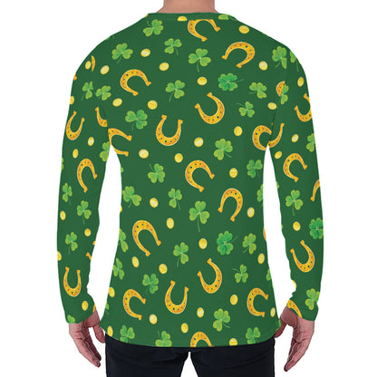 Irish Saint Patrick's Day Pattern Print Men's Long Sleeve T-Shirt