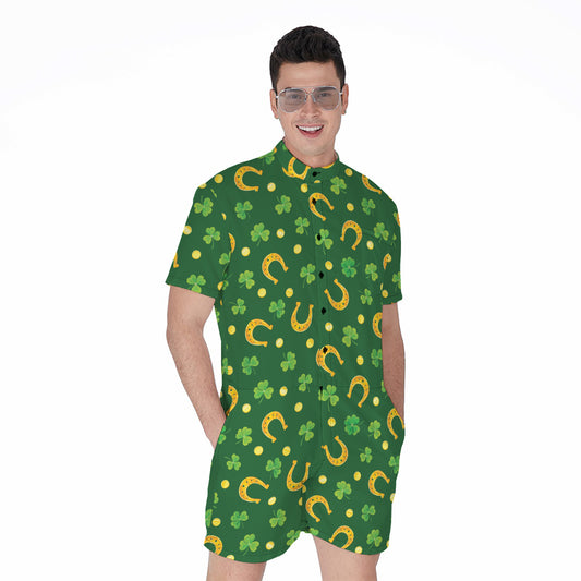 Irish Saint Patrick's Day Pattern Print Men's Rompers