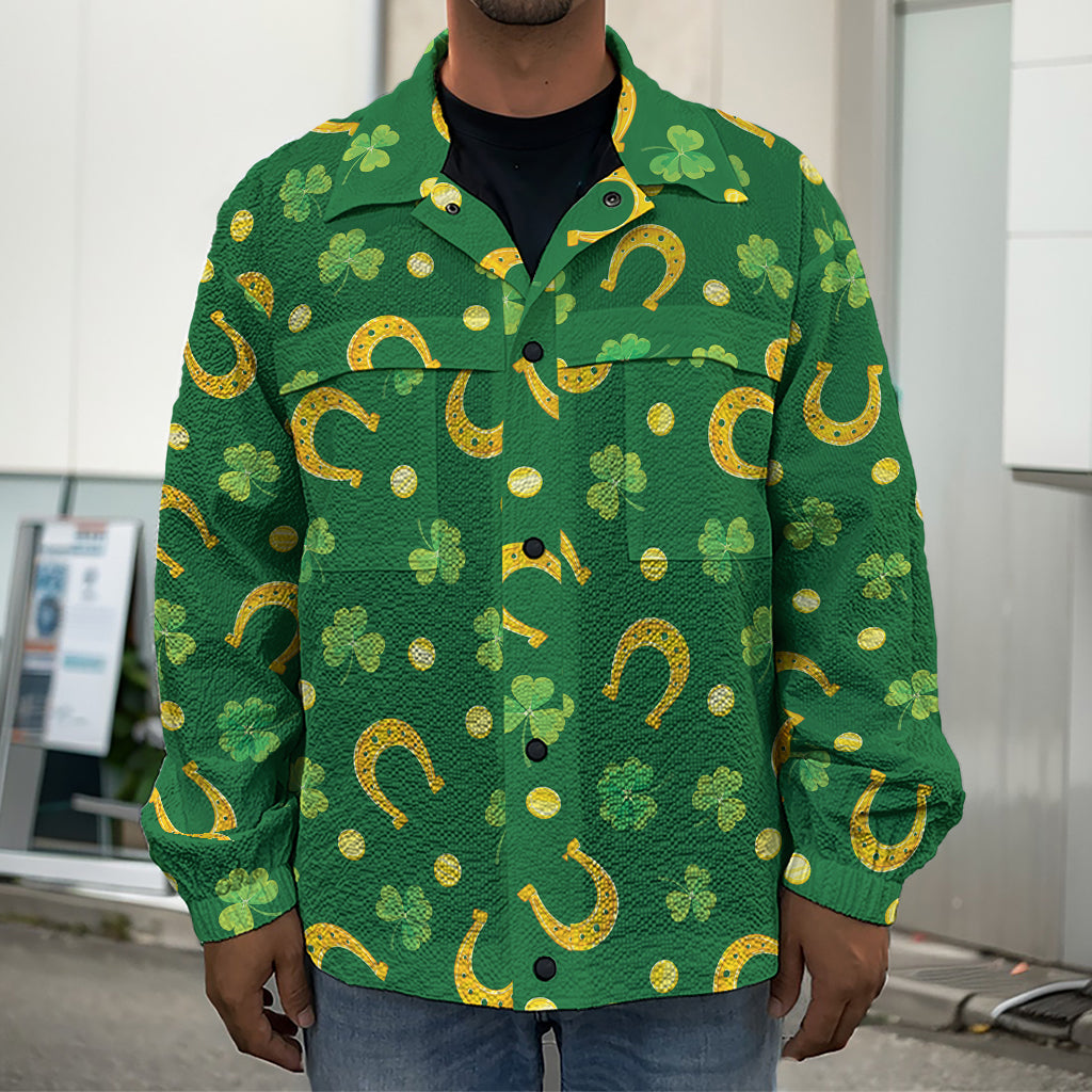 Irish Saint Patrick's Day Pattern Print Men's Shirt Jacket
