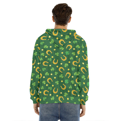 Irish Saint Patrick's Day Pattern Print Men's Velvet Pullover Hoodie