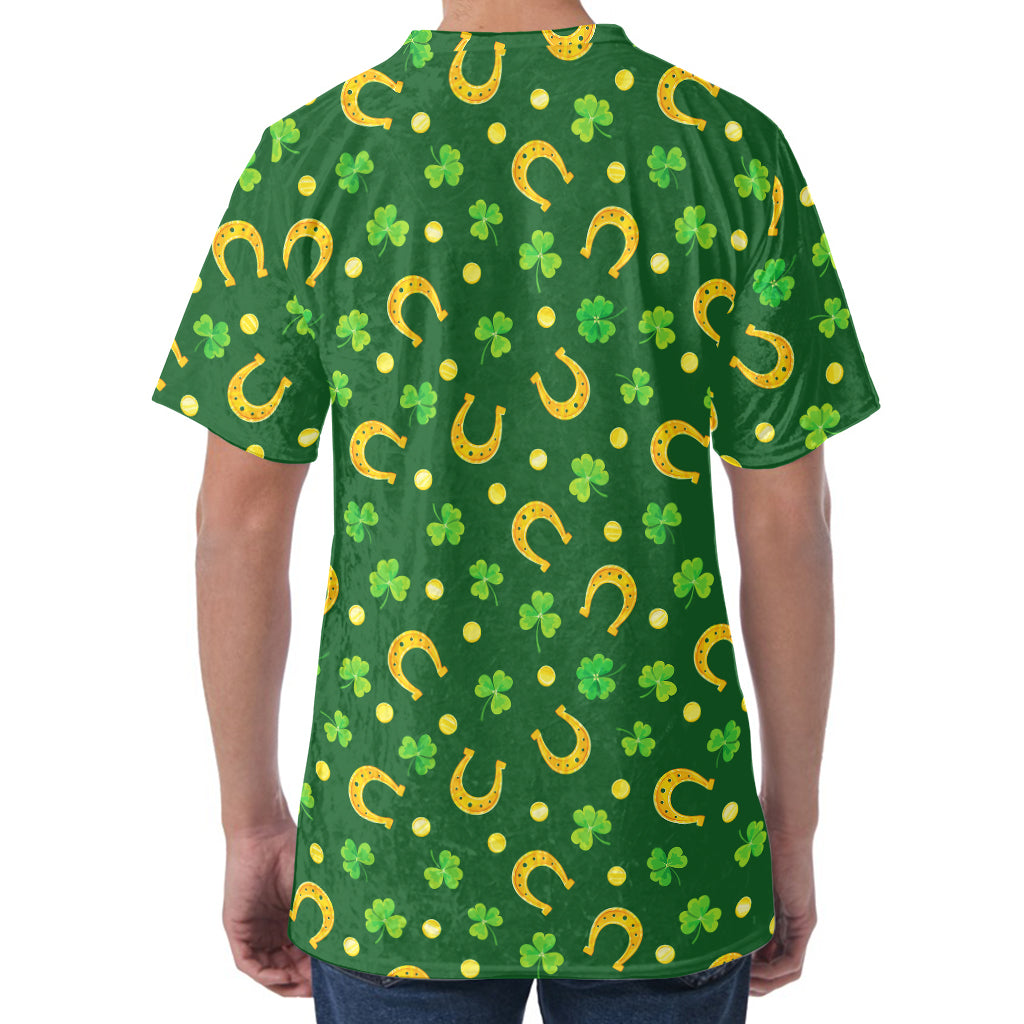 Irish Saint Patrick's Day Pattern Print Men's Velvet T-Shirt