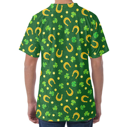 Irish Saint Patrick's Day Pattern Print Men's Velvet T-Shirt