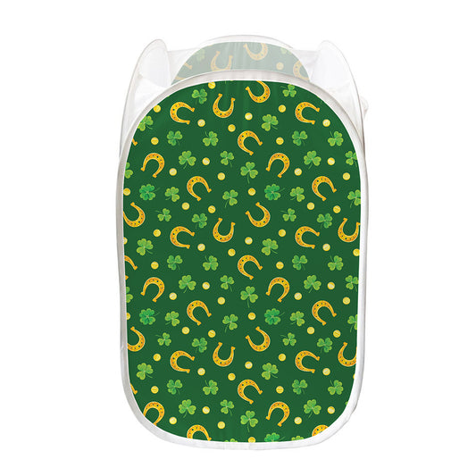 Irish Saint Patrick's Day Pattern Print Mesh Laundry Hamper