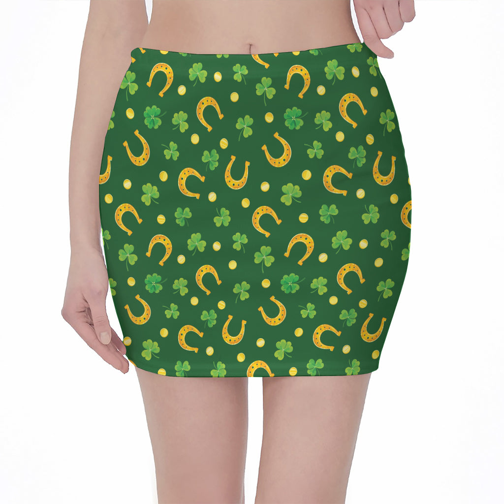 Irish Saint Patrick's Day Pattern Print Pencil Mini Skirt
