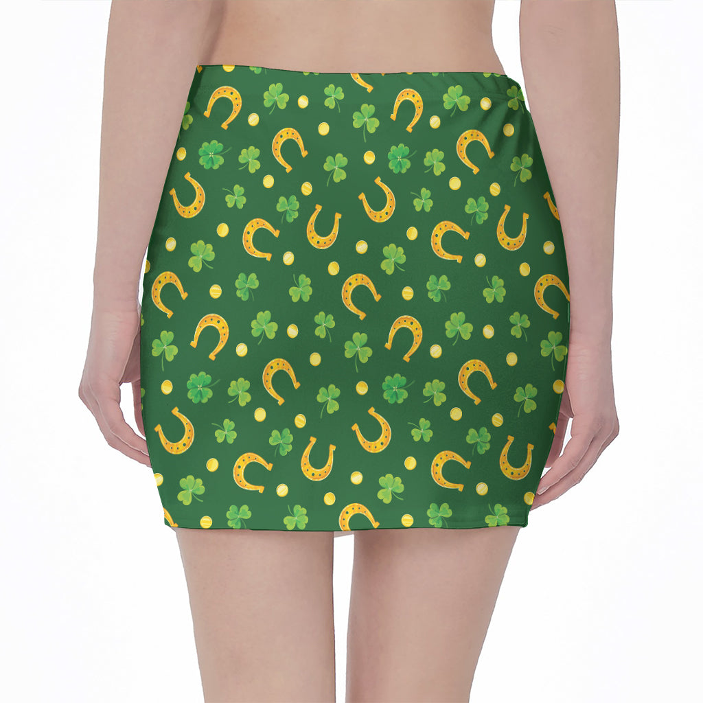 Irish Saint Patrick's Day Pattern Print Pencil Mini Skirt