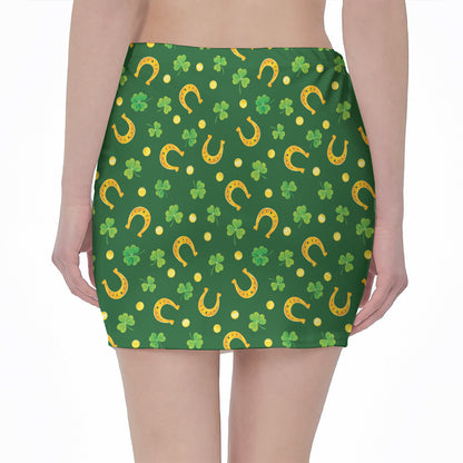 Irish Saint Patrick's Day Pattern Print Pencil Mini Skirt