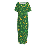 Irish Saint Patrick's Day Pattern Print Short Sleeve Long Nightdress