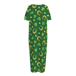 Irish Saint Patrick's Day Pattern Print Short Sleeve Long Nightdress