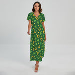 Irish Saint Patrick's Day Pattern Print Short Sleeve Maxi Dress