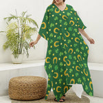 Irish Saint Patrick's Day Pattern Print Silk V-Neck Kaftan Dress