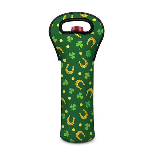 Irish Saint Patrick's Day Pattern Print Single Neoprene Wine Tote