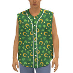 Irish Saint Patrick's Day Pattern Print Sleeveless Baseball Jersey