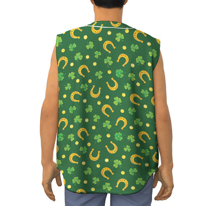 Irish Saint Patrick's Day Pattern Print Sleeveless Baseball Jersey