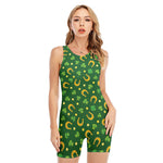 Irish Saint Patrick's Day Pattern Print Sleeveless One Piece Swimsuit