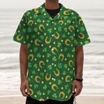 Irish Saint Patrick's Day Pattern Print Textured Short Sleeve Shirt