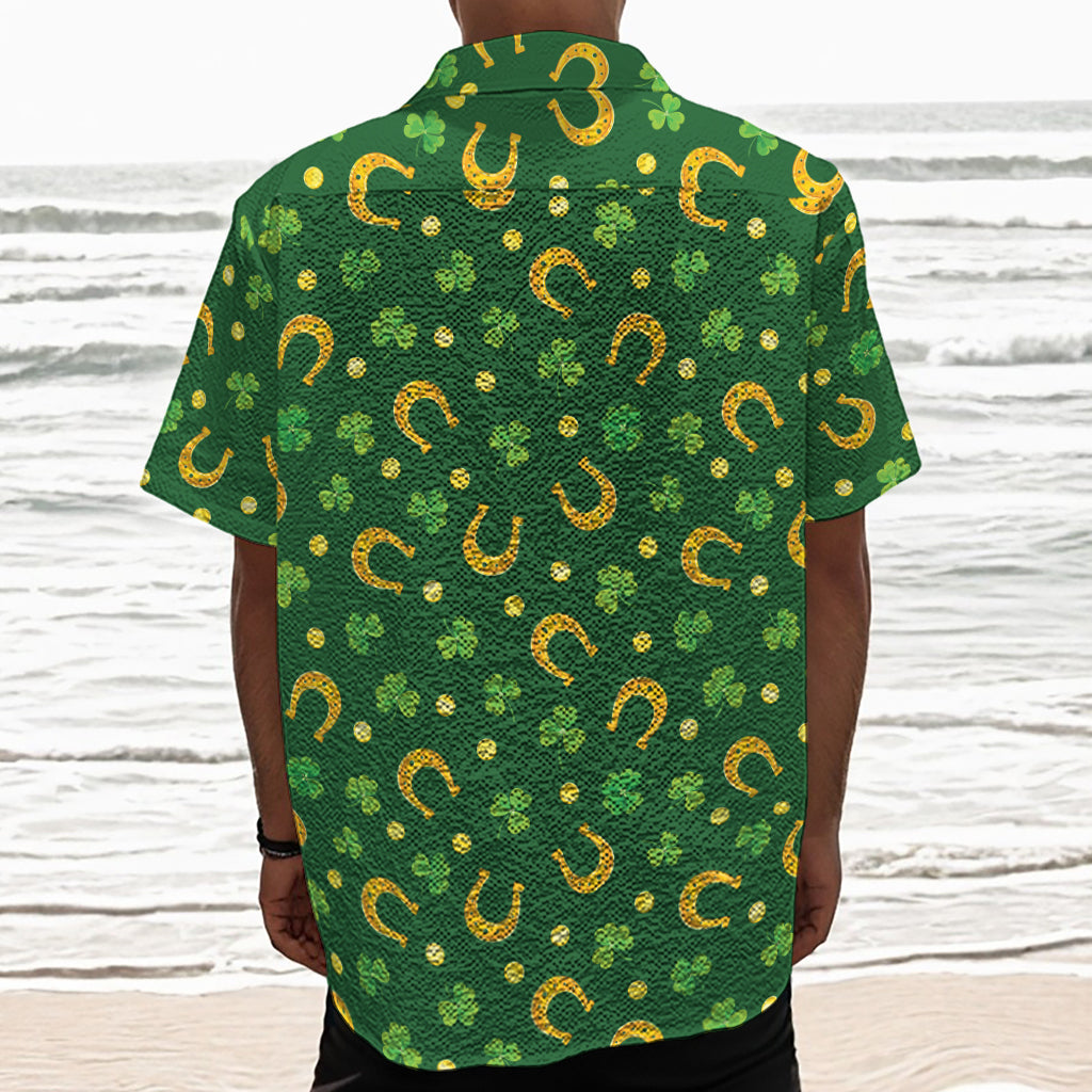 Irish Saint Patrick's Day Pattern Print Textured Short Sleeve Shirt