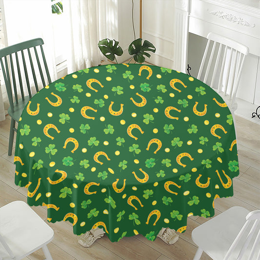 Irish Saint Patrick's Day Pattern Print Waterproof Round Tablecloth
