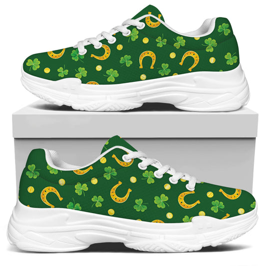 Irish Saint Patrick's Day Pattern Print White Chunky Shoes