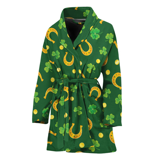 Irish Saint Patrick's Day Pattern Print Women's Bathrobe