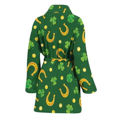 Irish Saint Patrick's Day Pattern Print Women's Bathrobe